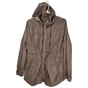 Apana Women's Lightweight Gray Hooded Jacket Windbreaker Relaxed‎ Fit Size Large